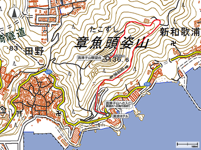 章魚頭姿山（高津子山） - 地図