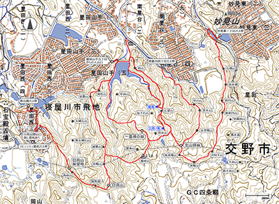 一蓋被の嶺(星田連山) - 地図