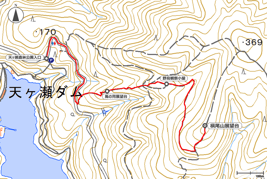 天ヶ瀬森林公園・槙尾山地図